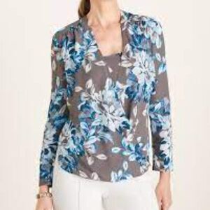Chico's Floral Surplice Top New 1 Medium